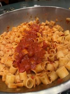Delicious pasta with rich tomato sauce, perfect for a hearty Italian meal.